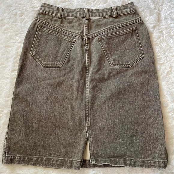 Vintage Straight High Rise Back Slit Jean Denim Womens Knee Length Skirt 6 - Picture 2 of 8